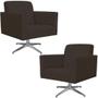 Imagem de Kit 02 Poltronas Decorativas Base Giratória Para Sala de Estar Helô L02 Suede Marrom - Lyam Decor