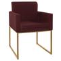 Imagem de Kit 02 Poltronas Decorativas Bellinha Base de Ferro Dourado Corano Bordô - ADJ Decor