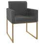 Imagem de Kit 02 Poltronas Decorativas Bellinha Base de Ferro Dourado Corano Cinza - Amarena Móveis