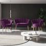 Imagem de Kit 02 Poltronas Decorativas e Namoradeira Sofá Pétala Luxo Veludo Roxo Pés Palito - Visan Estofados