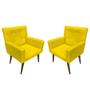 Imagem de Kit 02 Poltronas Decorativas Emillia Com Pés Palito Suede Amarelo