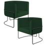 Imagem de Kit 02 Poltronas Decorativas Fixa Base de Aço Preto Betina D02 Veludo Verde Musgo C-303 - Lyam Decor