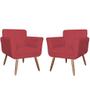 Imagem de Kit 02 Poltronas Decorativas Isabela em Tressê Pés Palito Suede Vermelho - DS Estofados