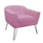 Imagem de Kit 02 Poltronas Decorativas Jolly Pés Aramado Suede Rosa - DS Estofados