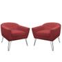 Imagem de Kit 02 Poltronas Decorativas Jolly Pés Aramado Suede Vermelho - DS Estofados