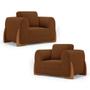 Imagem de Kit 02 Poltronas Decorativas Living Bloom com Pés de Madeira Bouclê Terracota - Abmaza