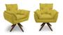 Imagem de Kit 02 Poltronas Decorativas Liza Base Giratória de Madeira Suede Amarelo - Meu Lar Decorações