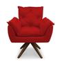 Imagem de Kit 02 Poltronas Decorativas Liza Base Giratória de Madeira Suede Vermelho - Meu Lar Decorações