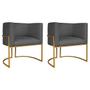 Imagem de Kit 02 Poltronas Decorativas Luna Base de Ferro Dourado Linho