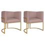 Imagem de Kit 02 Poltronas Decorativas Luna Base de Ferro Dourado Linho Rose