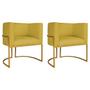 Imagem de Kit 02 Poltronas Decorativas Luna Base de Ferro Dourado Suede