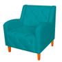 Imagem de Kit 02 Poltronas Decorativas Munique Pés Trapézio Suede Azul Turqueza - DS Estofados