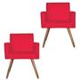 Imagem de Kit 02 Poltronas Decorativas Pés Palito Vitoria Suede Vermelho - Kasa Sofá