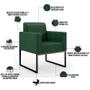 Imagem de Kit 02 Poltronas Decorativas Sala Base fixa Metal Helô L02 Facto Verde Musgo - Lyam Decor