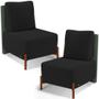 Imagem de Kit 02 Poltronas Decorativas Sala de Estar Living Hungria L02 material sintético Verde Bouclê Preto - Lyam