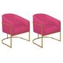 Imagem de Kit 02 Poltronas Decorativas Sala de Estar Recepção Luiza Base de Ferro Dourado Suede Pink - Amarena Móveis