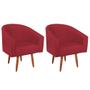 Imagem de Kit 02 Poltronas Decorativas Sala de Estar Recepção Luiza Pés Palito Suede Vermelho - Amarena Móveis