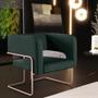 Imagem de Kit 02 Poltronas Decorativas Scarlett D02 Base de Aço New Cobre Linho Verde C-117 - Lyam Decor