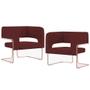 Imagem de Kit 02 Poltronas Decorativas Scarlett D02 Base de Aço New Cobre Veludo Marsala C-278 - Lyam Decor