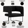 Imagem de Kit 02 Poltronas Decorativas Scarlett D02 Base de Aço Preto Linho Chumbo D-465 - Lyam Decor