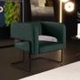 Imagem de Kit 02 Poltronas Decorativas Scarlett D02 Base de Aço Preto Linho Verde C-117 - Lyam Decor