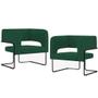 Imagem de Kit 02 Poltronas Decorativas Scarlett D02 Base de Aço Preto Veludo Verde C-303 - Lyam Decor