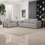 Imagem de Kit 02 Poltronas e 01 Sofá Bloom 200cm 03 Lugares com Pés de Madeira Bouclê Cinza - Desk Design