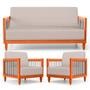 Imagem de Kit 02 Poltronas e 01 Sofá Samoa Madeira Maciça com Cordas Náutica Linho Rústico Areia - Desk Design