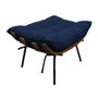 Imagem de Kit 02 Poltronas e Puff Costela Base Fixa Suede Azul Marinho - ADJ Decor