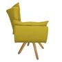 Imagem de Kit 02 Poltronas e Puff Fenzzi Base Giratória de Madeira Suede Amarelo - KDAcanto Móveis