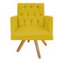 Imagem de kit 02 Poltronas Fernanda Base Giratória de Madeira Suede Amarelo - KDAcanto Móveis