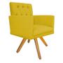 Imagem de kit 02 Poltronas Fernanda Base Giratória de Madeira Suede Amarelo - KDAcanto Móveis