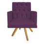 Imagem de kit 02 Poltronas Fernanda Base Giratória de Madeira Suede Roxo - KDAcanto Móveis