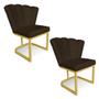 Imagem de Kit 02 Poltronas Flor Corano Base Metálica Industrial Dourado - Pallazio