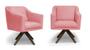 Imagem de Kit 02 Poltronas Gabriela Suede Rosa Base Giratória - Meu Lar Decorações