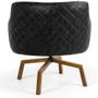 Imagem de Kit 02 Poltronas Giratória Base Ka Jade D02 Linho Bege C-129 Tressê Material Sintético Preto - Lyam Decor