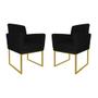 Imagem de Kit 02 Poltronas Klara Decorativa Base Ferro Dourado Suede - Estopar