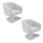 Imagem de Kit 02 Poltronas Linho Base Cromada A05 Cinza