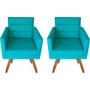 Imagem de Kit 02 Poltronas Luxo Decorativas Nina Suede Azul Turquesa