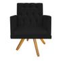 Imagem de kit 02 Poltronas Nanda Base Giratória de Madeira Suede Preto - DAMAFFÊ MÓVEIS