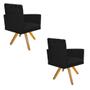 Imagem de kit 02 Poltronas Nanda Base Giratória de Madeira Suede Preto - DAMAFFÊ MÓVEIS