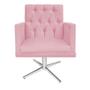 Imagem de kit 02 Poltronas Nanda Base Giratória de Metal Suede Rosa Bebê - DAMAFFÊ MÓVEIS