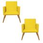 Imagem de Kit 02 Poltronas Nina Decorativa Sala de Estar Recepção Suede Amarelo - Ahz Móveis