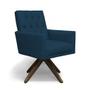 Imagem de Kit 02 Poltronas Nina Retro Base Giratória Suede Azul Royal - Meu Lar Decorações