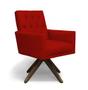 Imagem de Kit 02 Poltronas Nina Retro Base Giratória Suede Vermelho - Meu Lar Decorações