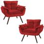 Imagem de Kit 02 Poltronas Opala VERMELHO Suede Pés Palito Decorativa Sala de Estar, Consultório, Escritório