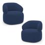 Imagem de Kit 02 Poltronas Orgânicas Giratória Living Glee Veludo Azul Marinho - Desk Design