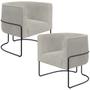 Imagem de Kit 02 Poltronas Para Sala De Estar Fixa Base Aço Preto Betina D02 Bouclê Creme - Lyam Decor