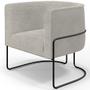 Imagem de Kit 02 Poltronas Para Sala De Estar Fixa Base Aço Preto Betina D02 Bouclê Creme - Lyam Decor