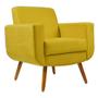 Imagem de Kit 02 Poltronas para Sala de TV Cristal Pés Madeira Suede Amarelo